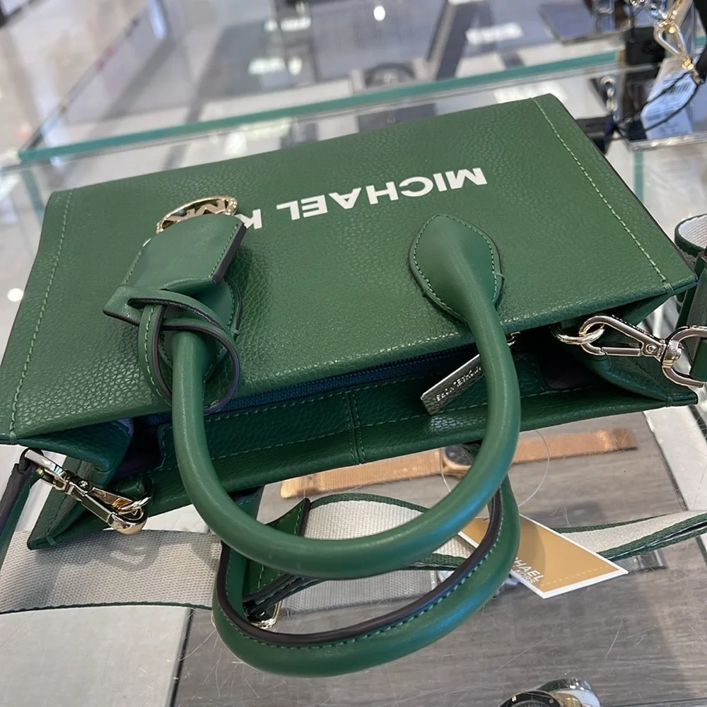MICHAEL KORS  Mirella Small Pebbled Leather Crossbody Bag Fern Green NWT